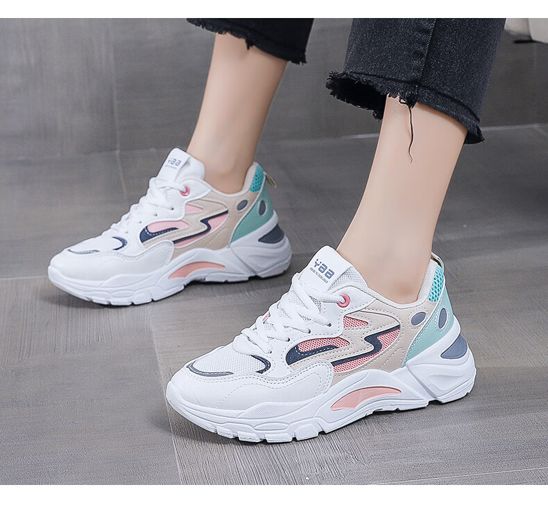 CARTELO Women's Dad Sneakers, Spring Casual White Shoes, Comfortable Sports Shoes, Running Shoes for Women, 0936 White, Size 35 14