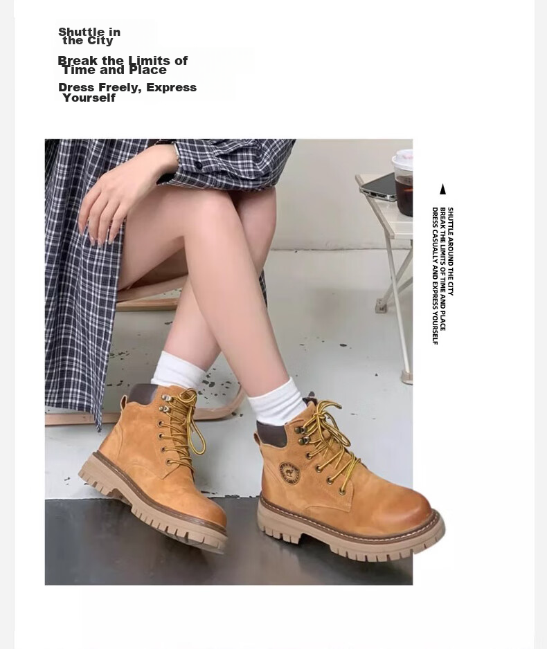 CAMEL Wang Junkai's Matching High-Top Outdoor Work Boots for Men, G15W136025, Desert Yellow, Size 43 16