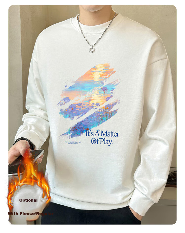 PLAYBOY Sweatshirt for Men, Autumn Jacket, Men's Long-Sleeve T-Shirt, Loose Casual Trendy Round Neck Sportswear 2