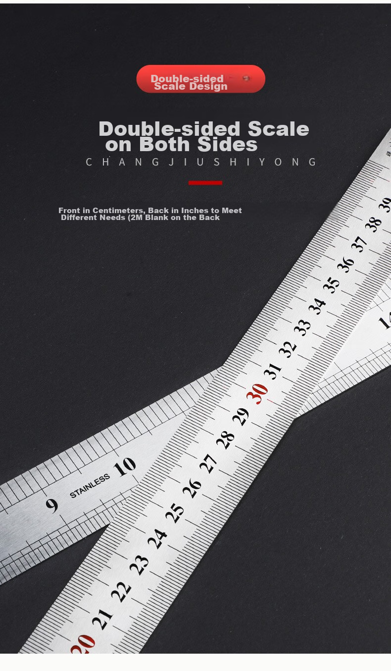 Tianshun Steel Straight Ruler, 50 Cm, Thickened Stainless Steel Ruler, for Woodworking, 0.1mm Precision, Measuring Tool 8