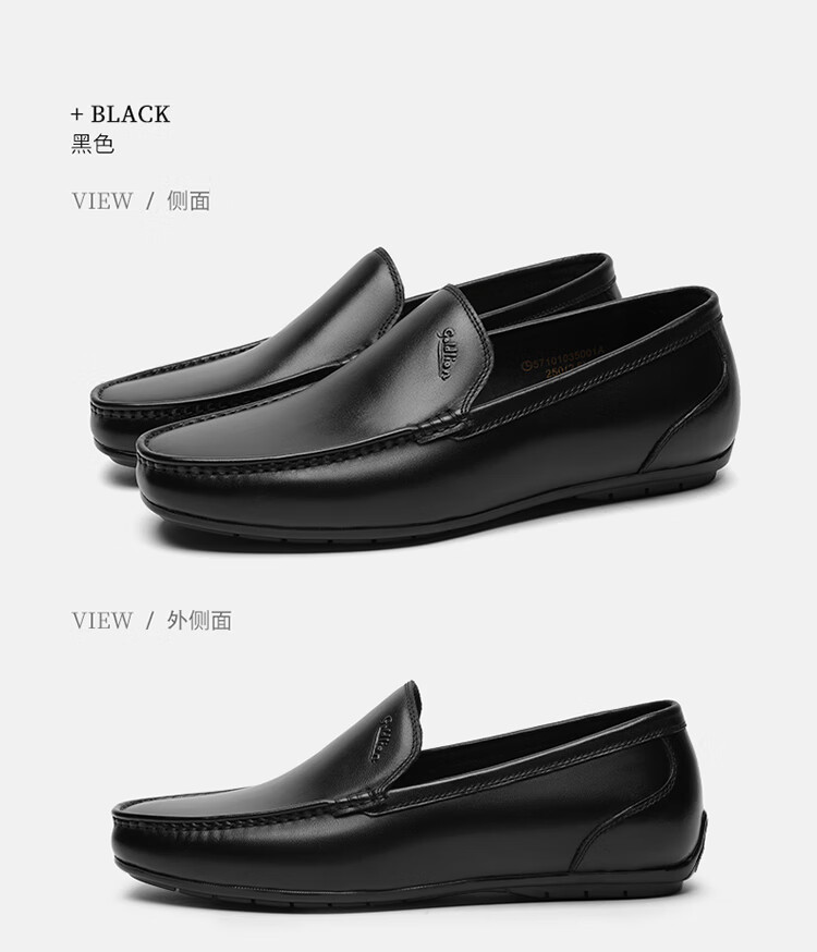 Goldlion Men's Slip-On Loafers, Comfortable Penny Loafers, Business Casual Leather Shoes, 57101035001A-Black Size 40 10