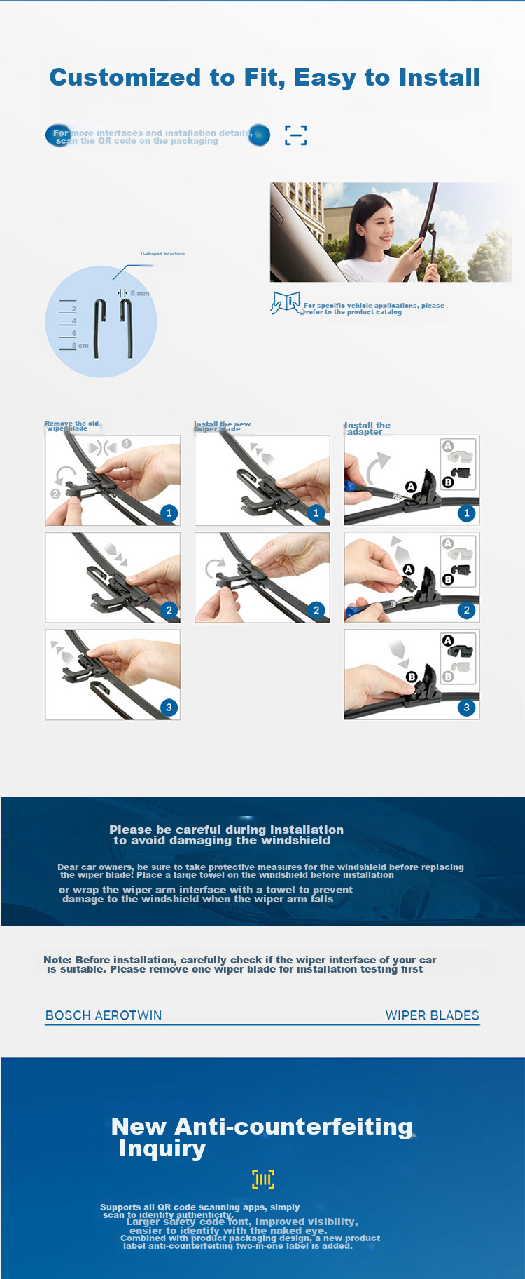 BOSCH Universal Windshield Wiper Blade, 21 Inches, Compatible with One Piece (Consult Customer Service When Ordering), U-Shaped Mounting Hole 7