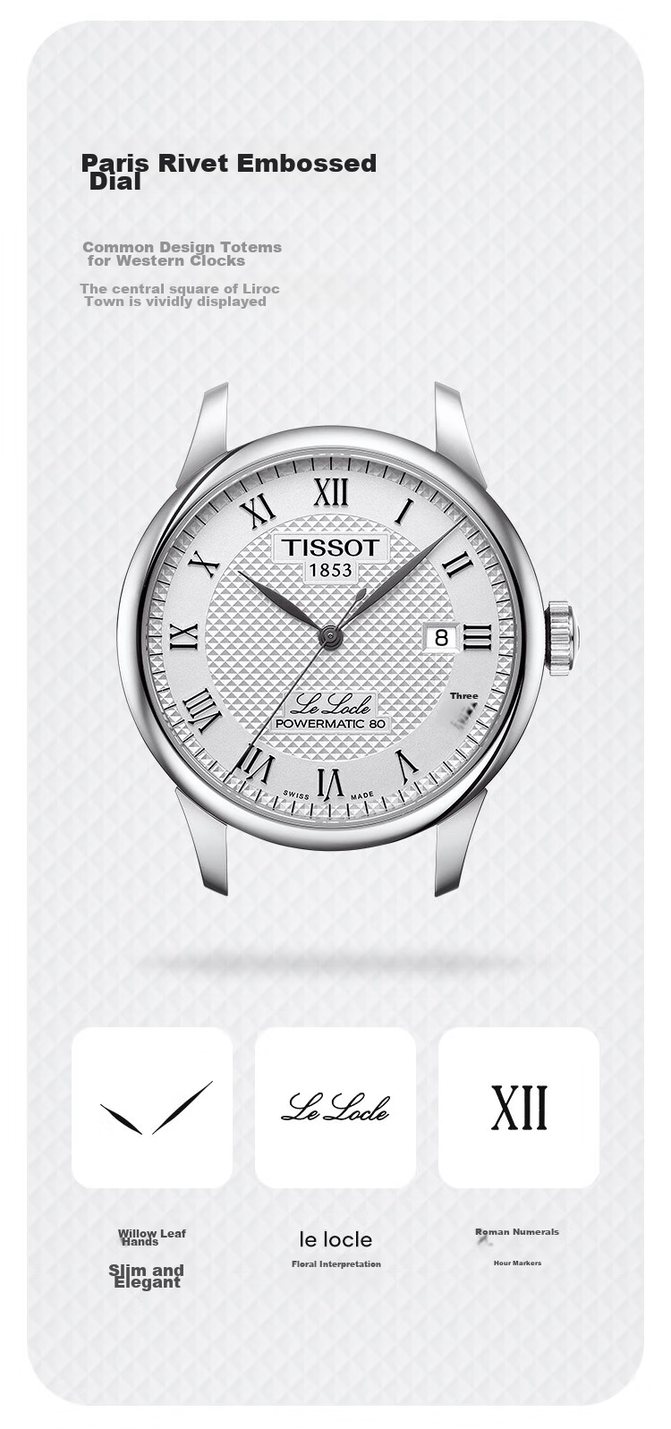 TISSOT Watch, Le Locle Series Men's Watch, Swiss Automatic Mechanical Men's Steel Strap Business Watch, Birthday Gift 1