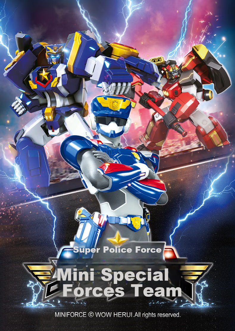 MinitegongduiX Storm Special Police Seven Super Battle Force Transforming Mecha Dual-Form Fule Zhanqi Toy, Gift for Young Boys 1