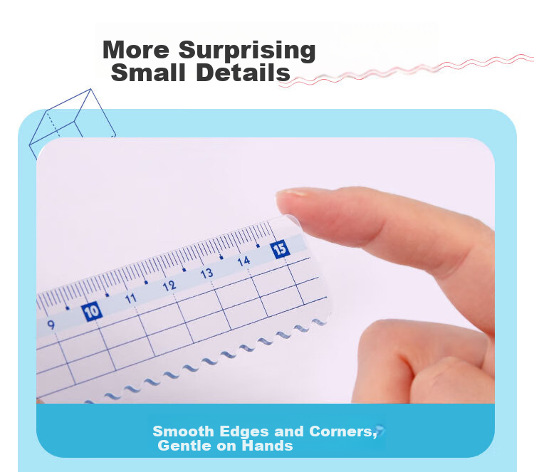 Maped Colorful Multifunctional Ruler Set, 15cm Wave Straight Ruler, 45° Triangle Ruler, 60° Triangle Ruler, 180° Protractor, Study And Exam Ruler Set, Blue, Elementary School Supplies for Back to School 9