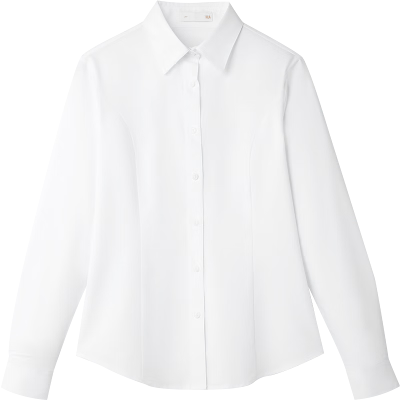 HLAHLA Long Sleeve Shirt Spring Slim Fit Slightly Stretch Solid Color Turn-down Collar Formal Blouse for Women