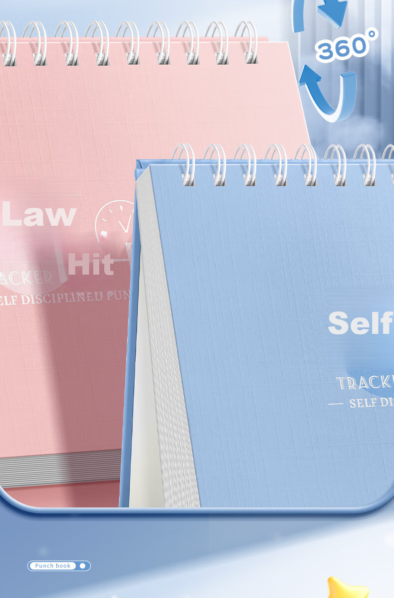 DiLe Self-Discipline Check-In Notebook, A5 Size, Habit Formation, Time Management, Daily Check-In Table, Weekly Planner, Monthly Goal Setting, Study Notebook, 59 Pages/Book, KBX-2227A, Princess Lady 12