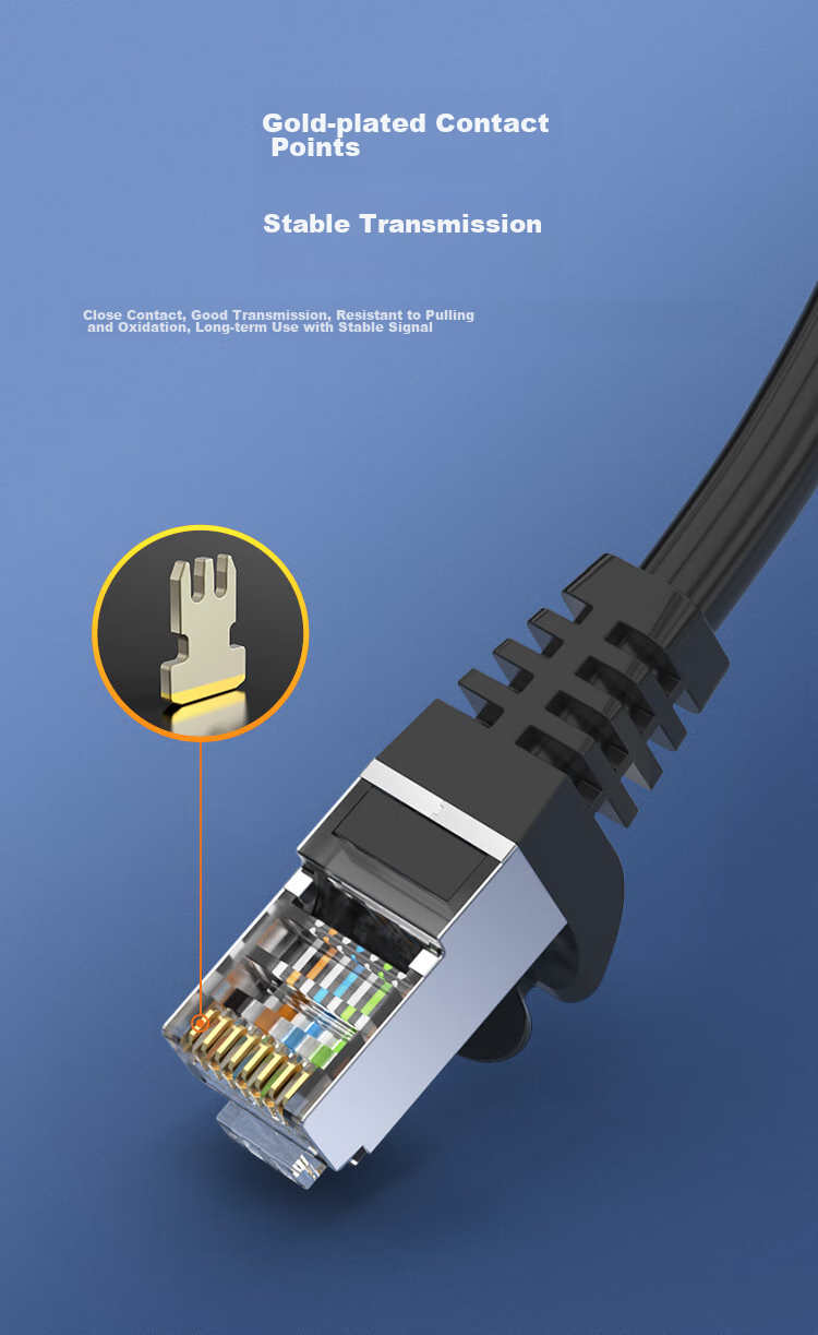 CHOOSEAL Cat7 Pure Copper Ethernet Cable, Cat7 Double-Shielded 8-Core Twisted Pair, Engineering-Grade 10 Gigabit Network Cable, Broadband Computer Gaming Network Patch Cord, 1 Meter, QJ7101BK 9