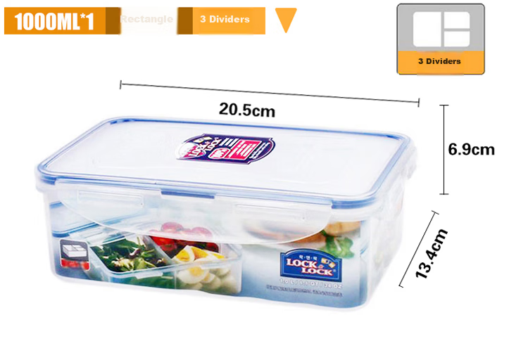 Lock & Lock Plastic Food Storage Containers Set of 2 with Divider, Airtight Lunch Boxes with Lunch Bag, 1000ml*2 8