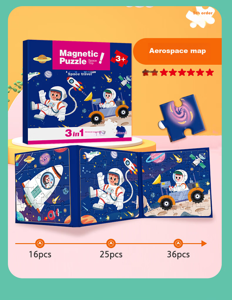 Dayanxiaowa Children's Magnetic Puzzle, for Ages 3-6, Baby Magnetic Puzzle for Ages 2-4, Early Education Toy, Educational Gift for Boys And Girls, Car-Themed Toy 5