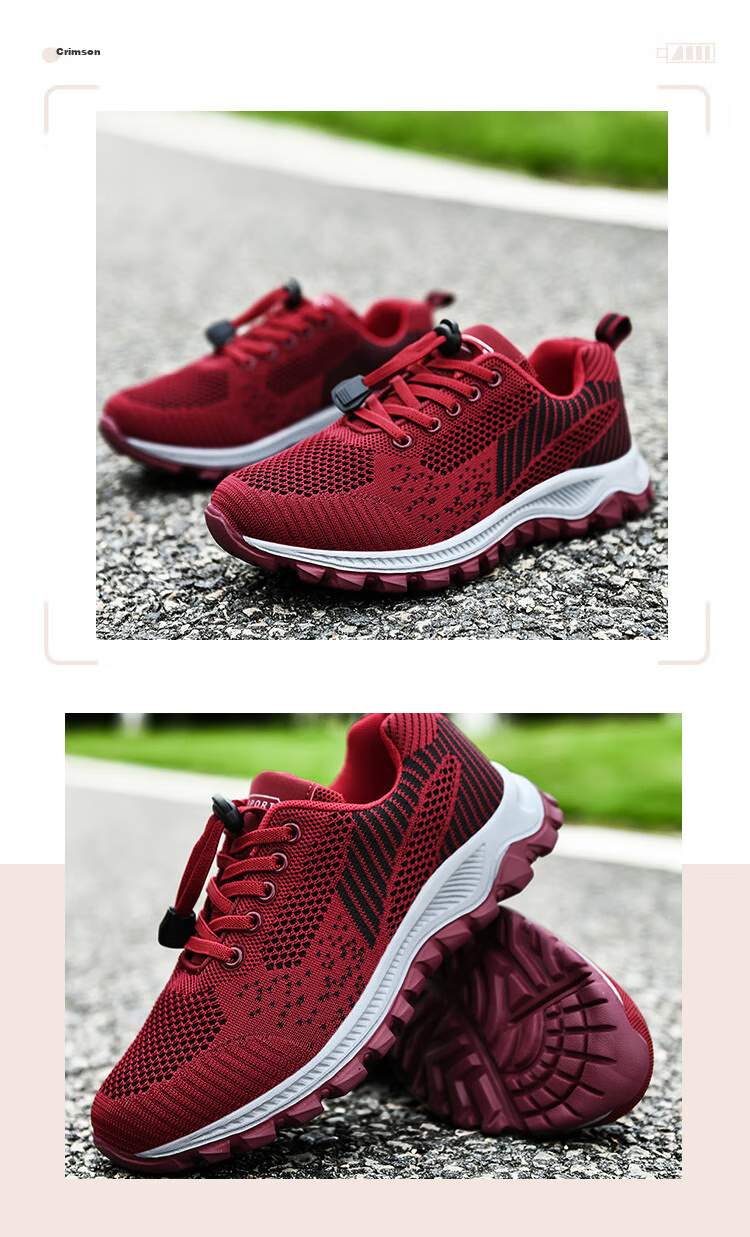 Pounise Elderly Women's Shoes, Middle-Aged And Elderly Mom Shoes, Lightweight Comfortable Walking Shoes, Grandma Travel Sports Shoes, PJJ-2063, Jujube Red, 38/240(1.5) 10