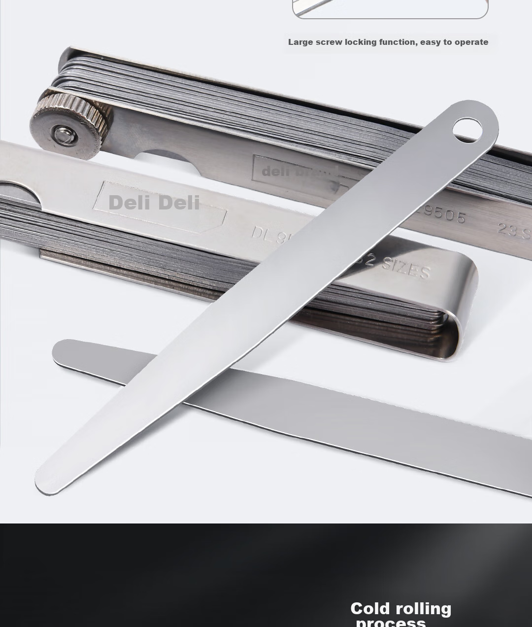 Deli 32-Piece Feeler Gauge Set, Stainless Steel Gap Gauge, Thickness Gauge, Single Blade Thickness Gauge, Thickness Measuring Tool, Feeler Blade 0.02-1mm 6