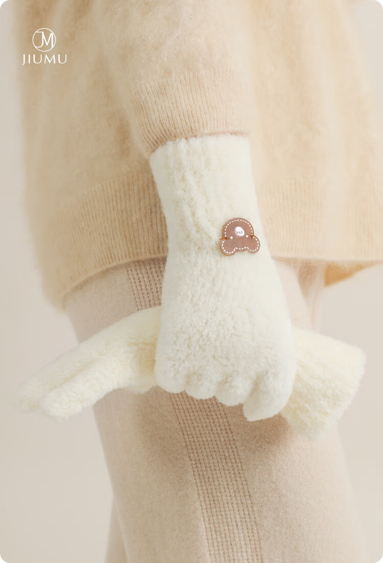 JIUMU Tuscany Wool Warm Gloves for Women, Winter Thickened Cold-Proof Knitted Woolen Gloves 1