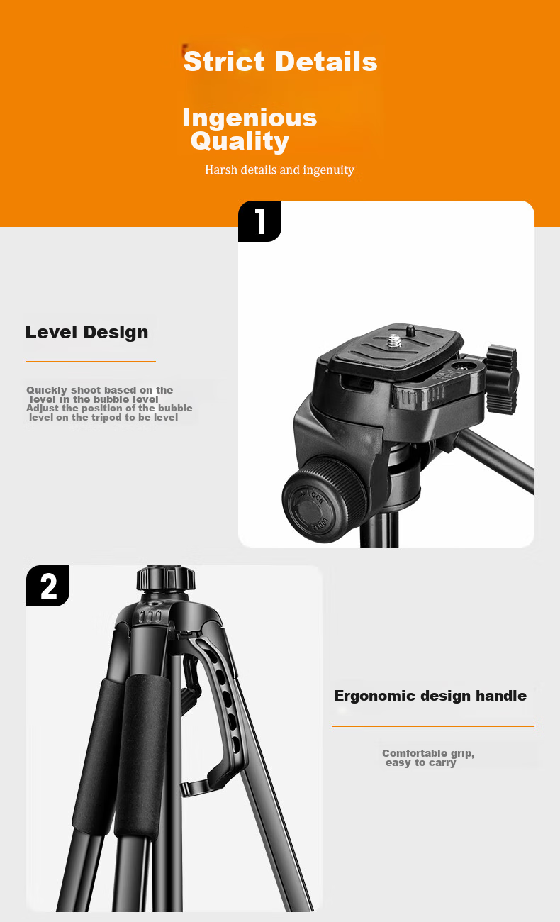 JIAHUACAI Tripod Camera Stand Portable Stable Anti-Shake Professional 3D Gimbal Photography Bracket for Sony Canon Mobile Phone Live Streaming Outdoor Travel Mirrorless Camera Selfie 12