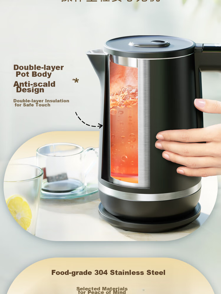 PHILIPS Electric Kettle, Precise Temperature Control Water Boiler, Food-Grade 304 Stainless Steel, 1.7L Household High-Power Double-Layer Temperature Control, Anti-Scalding And Anti-Dry Burning Protection, HD9396 Gift 8