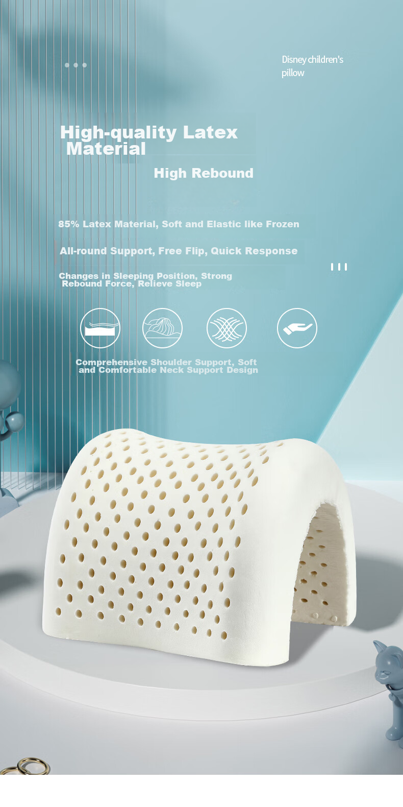 Disney Baby Pillow, Summer Sweat-Absorbing Breathable Ice Silk Cool Pillow for 0 to 6 Months And Older Children, Cloud-Shaped Pillow 6