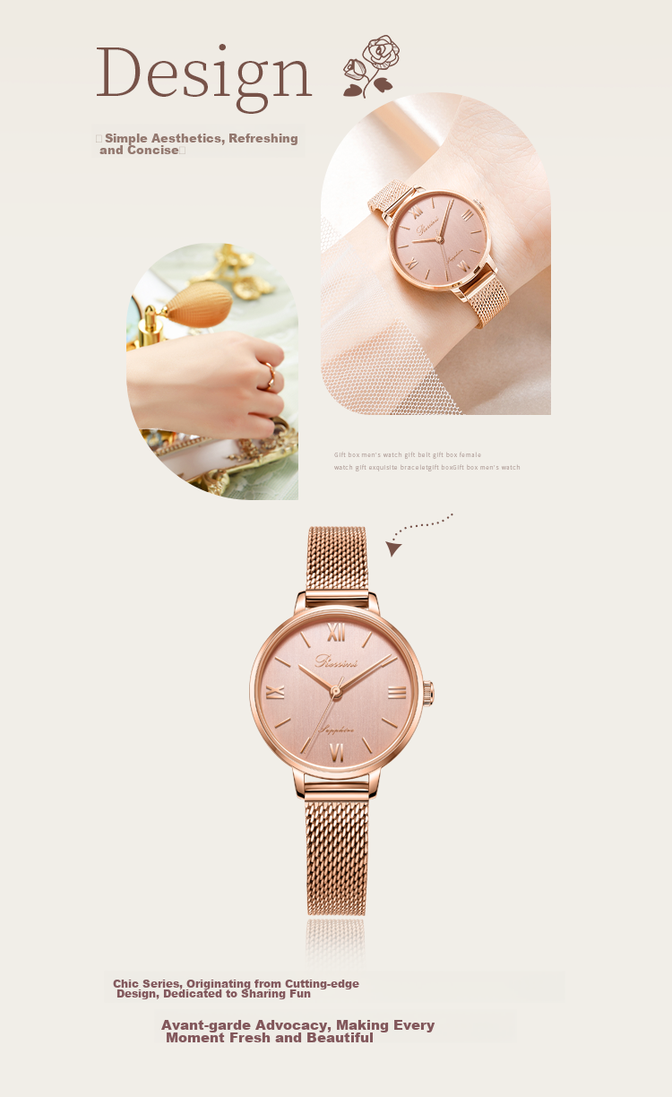 ROSSINI Women's Watch, Birthday Gift for Ladies, Quartz Fashion Simple White Dial Steel Strap 619920 2