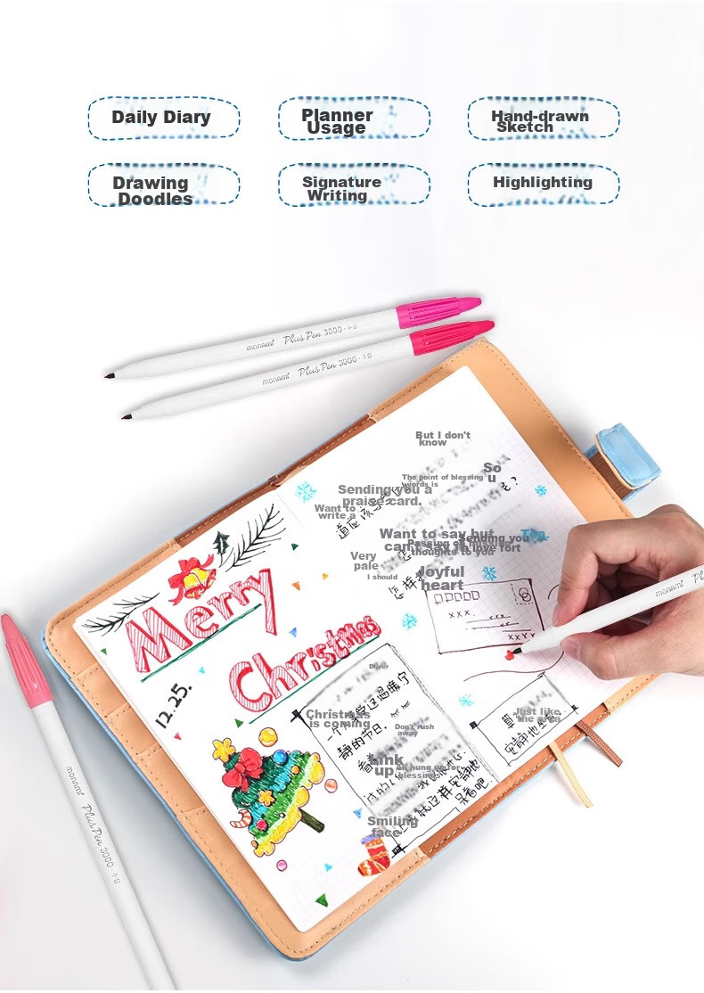 Monami New P3000 Fiber Pen, Water-Based Pen, Colorful Gel Pen, Watercolor Pen, Outlining Pen, Journal Pen, 6-Color Set - Garden Series 04009Z06-G Watercolor Pe 2
