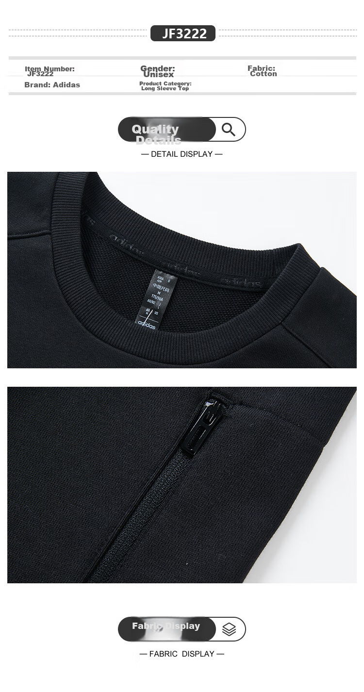 Adidas Men's Round Neck Simple Versatile Sports Fashion Trendy Sweatshirt 2XL 8