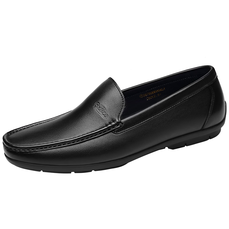 Goldlion Men's Breathable Perforated Business Casual Hollow Driving Shoes 567820080ALD - Black - Size 42