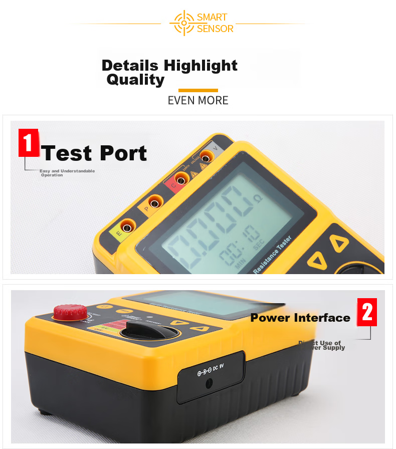 Xima AR4105A Ground Resistance Tester, Digital Lightning Protection Ground Resistance Meter 9