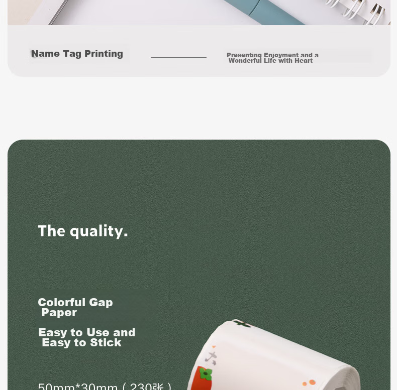 Deli QH55 Floral Thermal Label Printing Paper, Self-Adhesive Home Storage Organizer Switch Sticker Sticky Notes Journal Name Tags, Floral Gap Paper Suitable for Q5, 230 Sheets 7