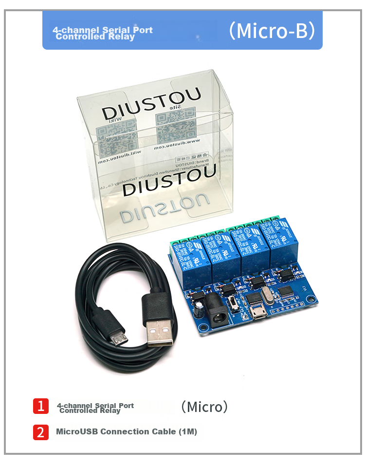 Diushitou 2-Channel USB Relay, Industrial Grade, Optical Coupling Protection, Supports TTL Serial Control, Includes Data Cable And Dupont Wire, Convenient for Testing And Control, DSTUR-T20 13