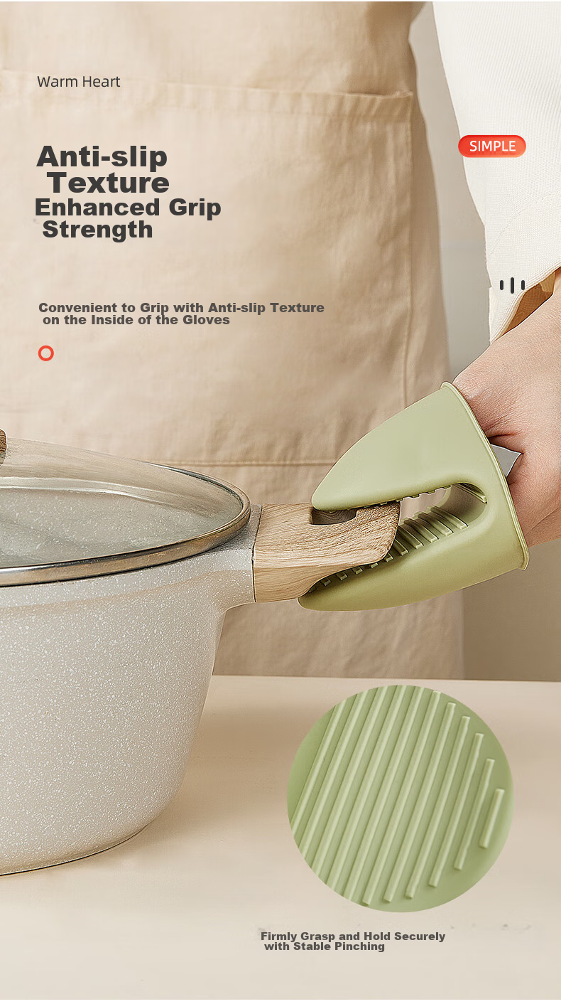 Jiadu Kitchen Silicone Heat-Resistant Finger Gloves, Thickened, High-Temperature Resistant, Anti-Scalding Gloves for Microwave Oven, Baking, And Handling Bowls, Plates, Dishes, Tongs 5