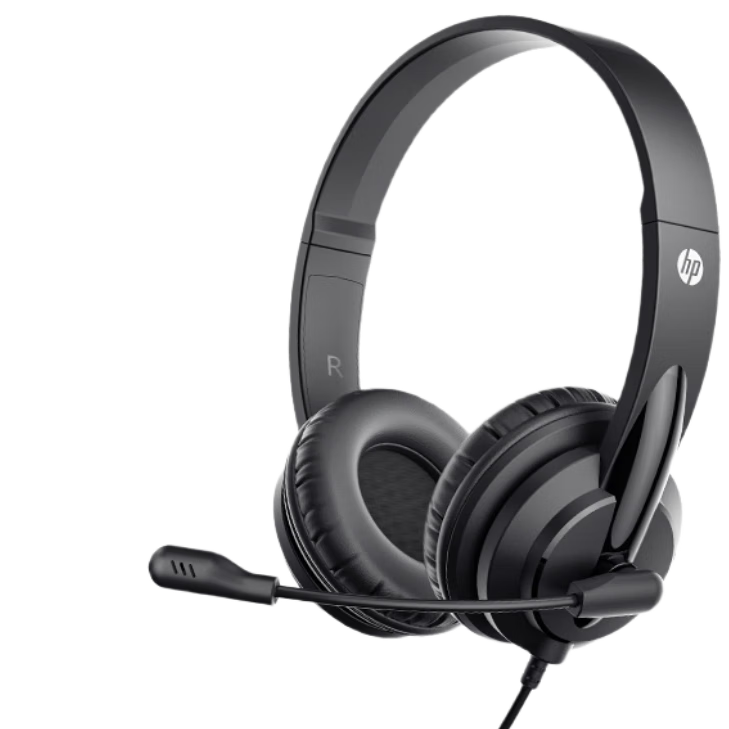 HP Wired Headphones, Over-Ear Headphones, High-Definition Noise-Cancelling Earphones with Microphone, Customer Service, Computer Office, Online Classes, CET-4 CET-6 Study, Black