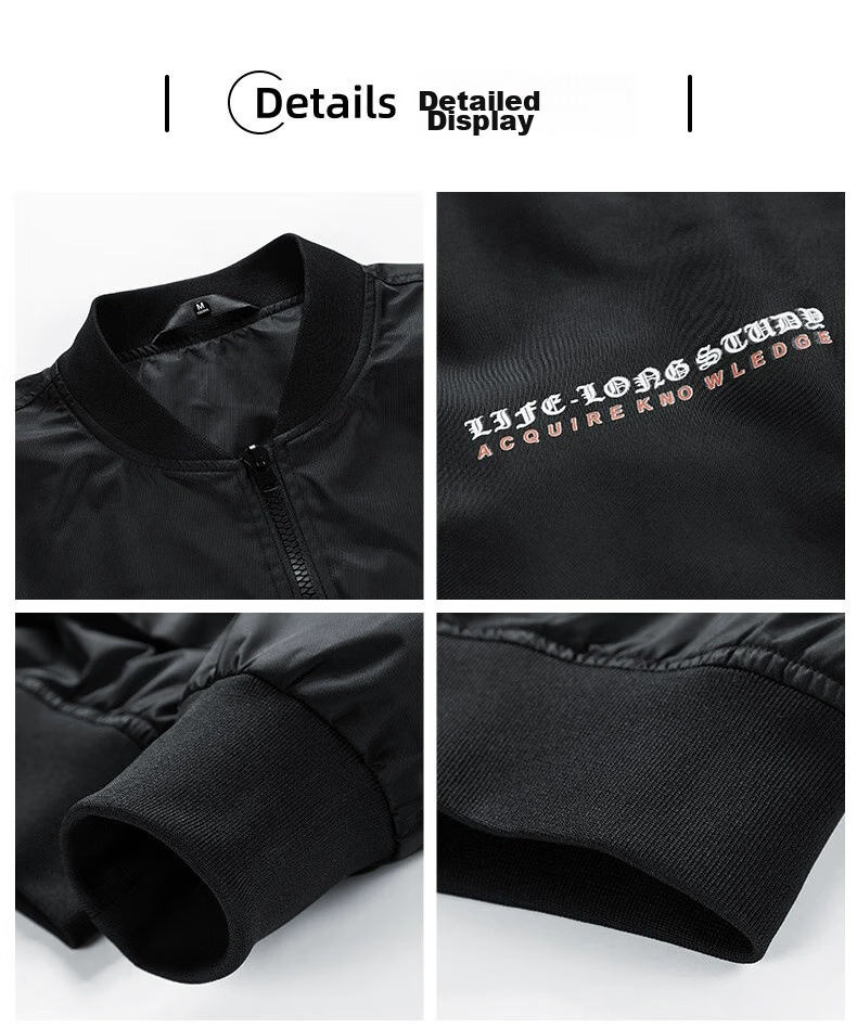 Dingfengbaoluo Outdoor Hiking Windbreaker Jacket for Men, Spring Loose Fit Windproof Casual Coat MYY740 Black Size M 28
