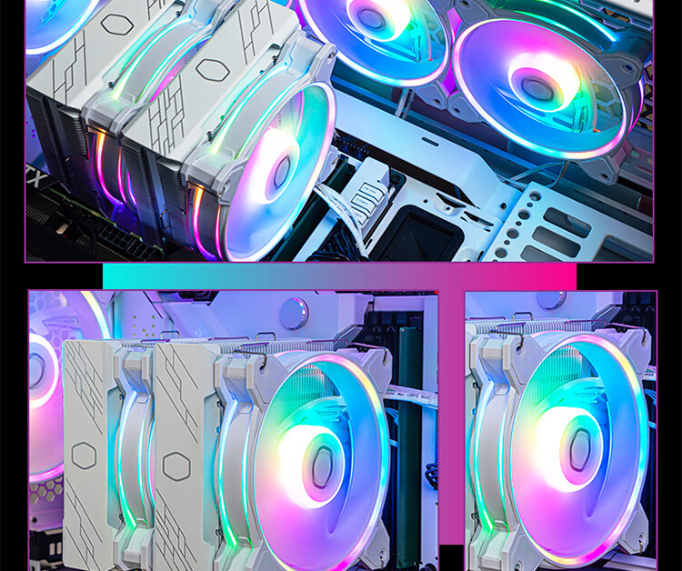 CoolerMaster MasterFan MF140 HALO 2nd Generation White ARGB Case Fan, Balanced Fan Design, Dual ARGB Lighting Effects, Sound-Absorbing And Noise-Reducing 5