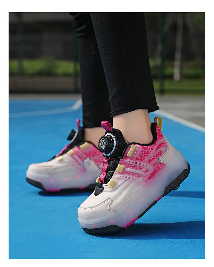 BKG Running Shoes for Girls, Four-Wheel Sports Shoes for Children, Student And Youth Skating Shoes ZYQ23825-B7 Lan Yue 36 40