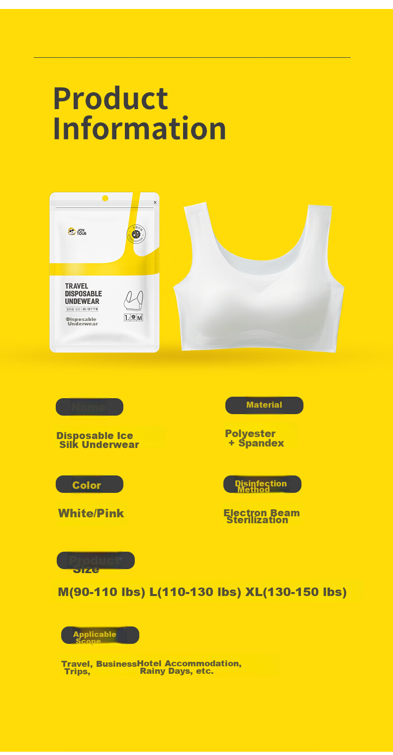 JOYTOUR Disposable Bra, Seamless Breathable Ice Silk Underwear, Thin Summer Style for Women, Travel And Business Trip Use, No Washing Required - White M 2