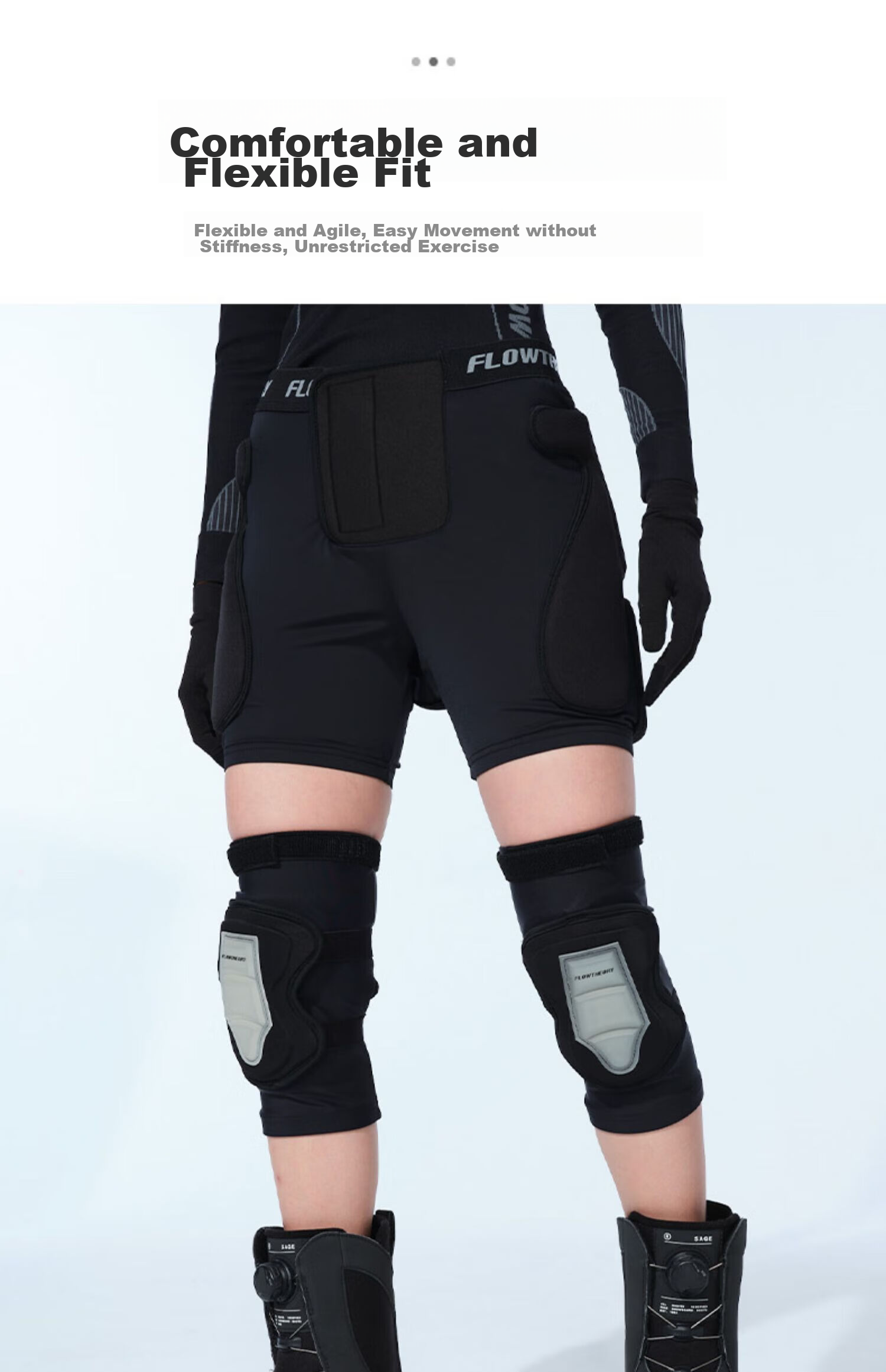 Flow Theory Ski Protective Gear, Unisex Upgraded EVA Professional Outdoor Sports Protective Equipment, Hip And Knee Pads Set, Skiing Gear 11