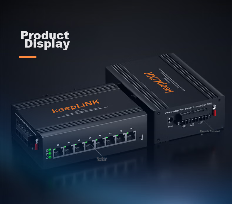 KeepLINK KP-9000 Lightweight Managed Industrial Switch, Gigabit 8-Port Rail-Mounted with Metal Casing / Unit 8