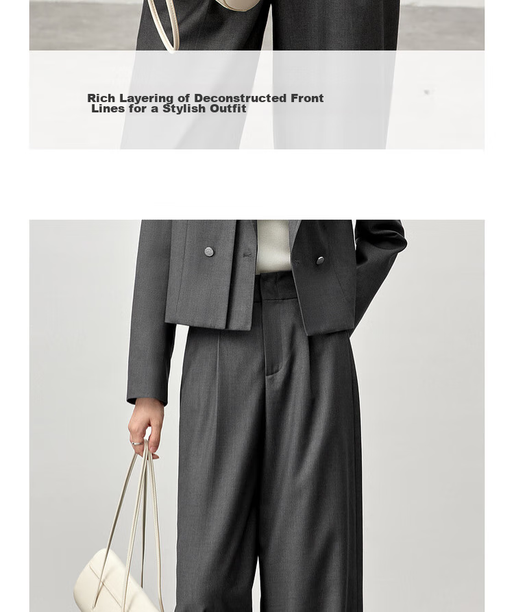 Sentubila Professional Interview Suit Set for Women, Spring And Autumn Style, Formal Wear, High-End Small Suit Outfit, Complete Set, Gray, S 6