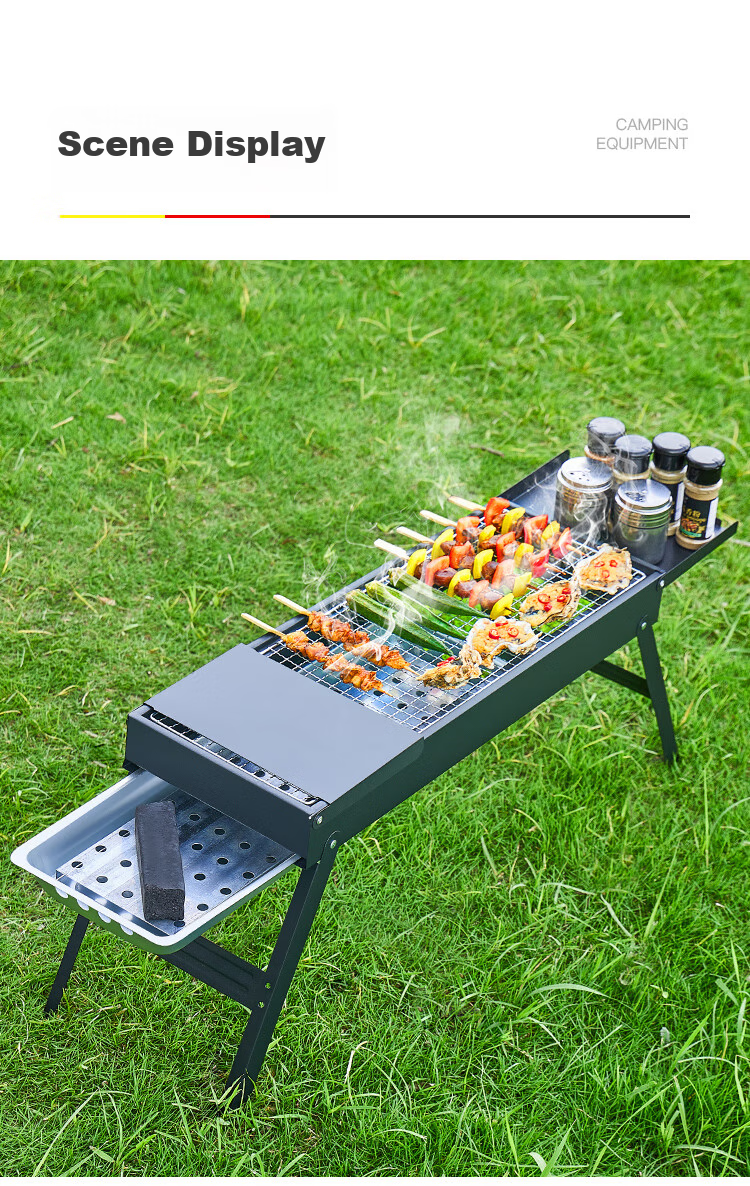 OFEIS Barbecue Grill Set for Home And Outdoor Use, Portable Charcoal Grill for Camping And Kebab Skewers, 6-Piece Set 15