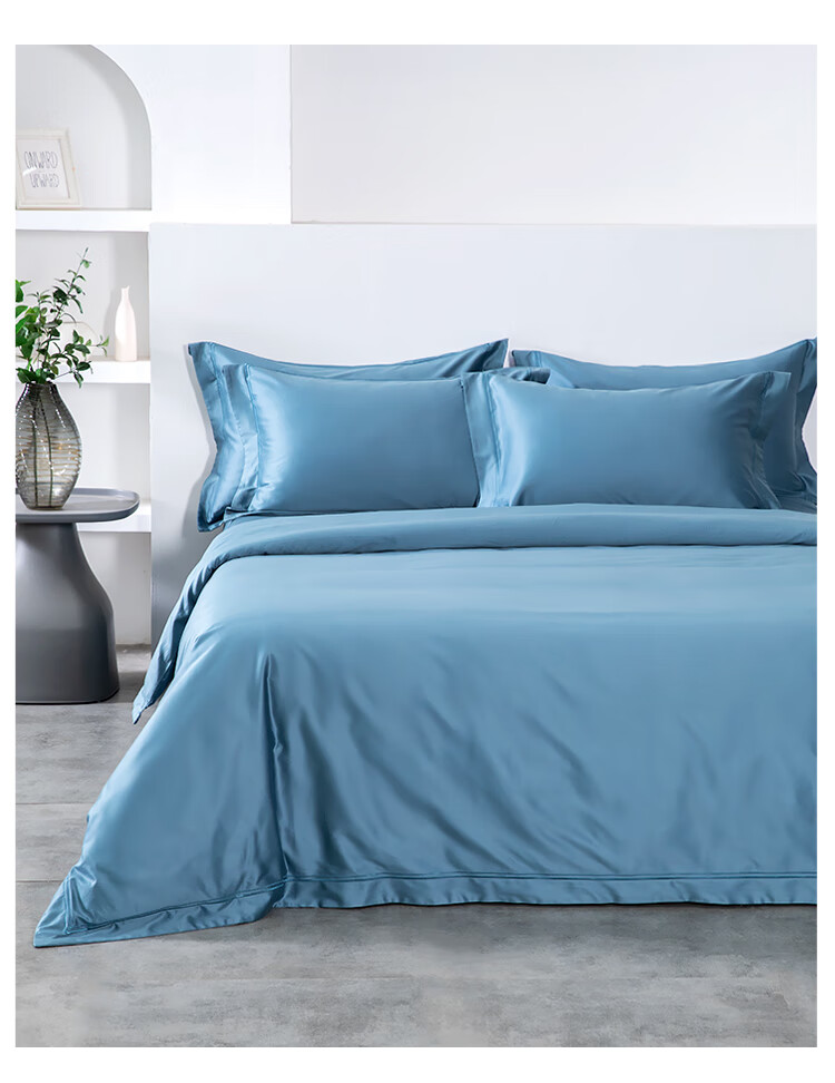 LINPURE 140-Thread Count Long-Staple Cotton 4-Piece Bedding Set City Gray 1.5m Bed 200x230cm 4