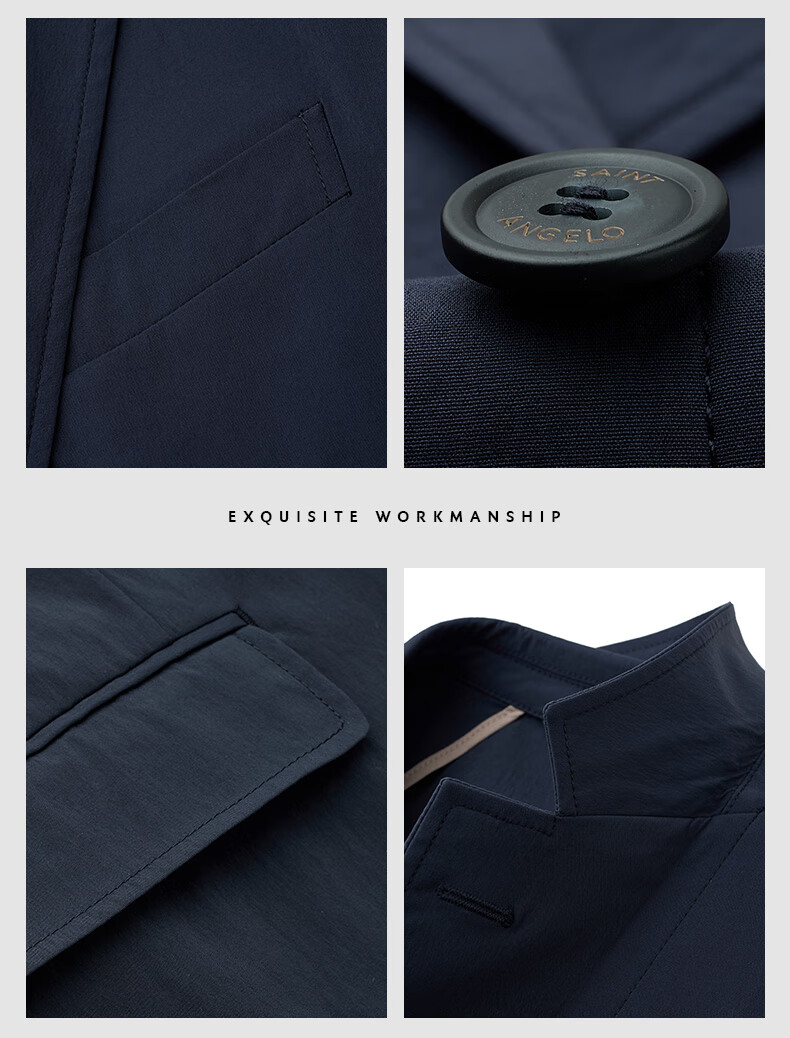 SAINT ANGELO Spring Men's Sports Blazer, Packable Casual Suit Jacket KESU241011U, Navy Blue, Size 52 16