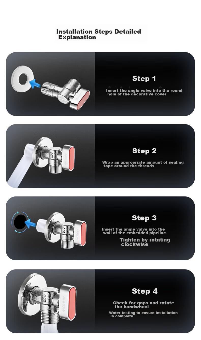 ARROW Copper Angle Valve, Spherical Valve Core, Full-Open High-Flow Ball Valve, Gas Water Heater, Wall-Mounted Boiler, V-Shaped Valve AE5280CP-C 10