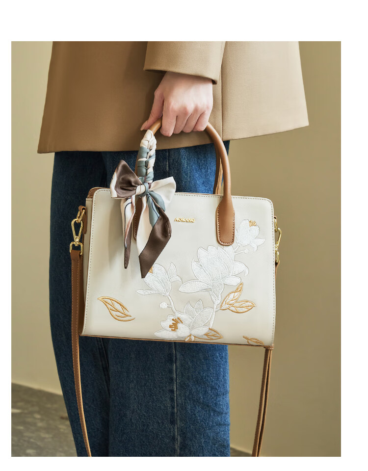 Aokang Women's Handbag, Trendy Cowhide Embroidered Tote Bag, Light Luxury Crossbody Shoulder Bag, Birthday Mother's Day Gift for Mom Or Wife 14
