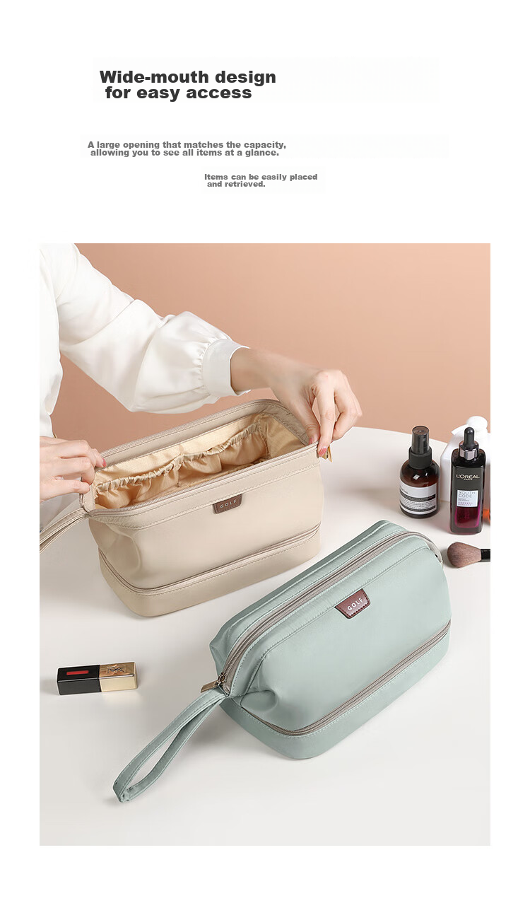 GOLF Toiletry Bag Large Capacity Storage Bag for Women, Business Trip Makeup Bag, Portable Travel Organizer Bag, Sea Salt Blue 10