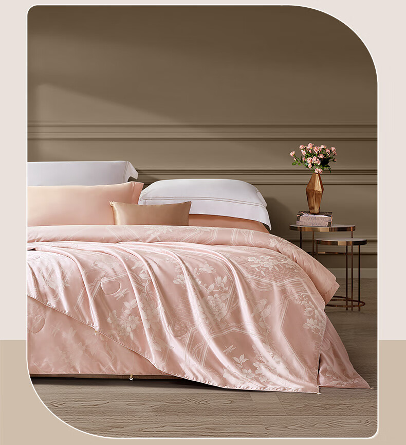 FUANNA 100% Silk Comforter, Spring And Autumn Quilt, Jacquard Antibacterial Double-Layer Duvet, Single Two-In Quilt Insert, 152*210cm, Huajia 5