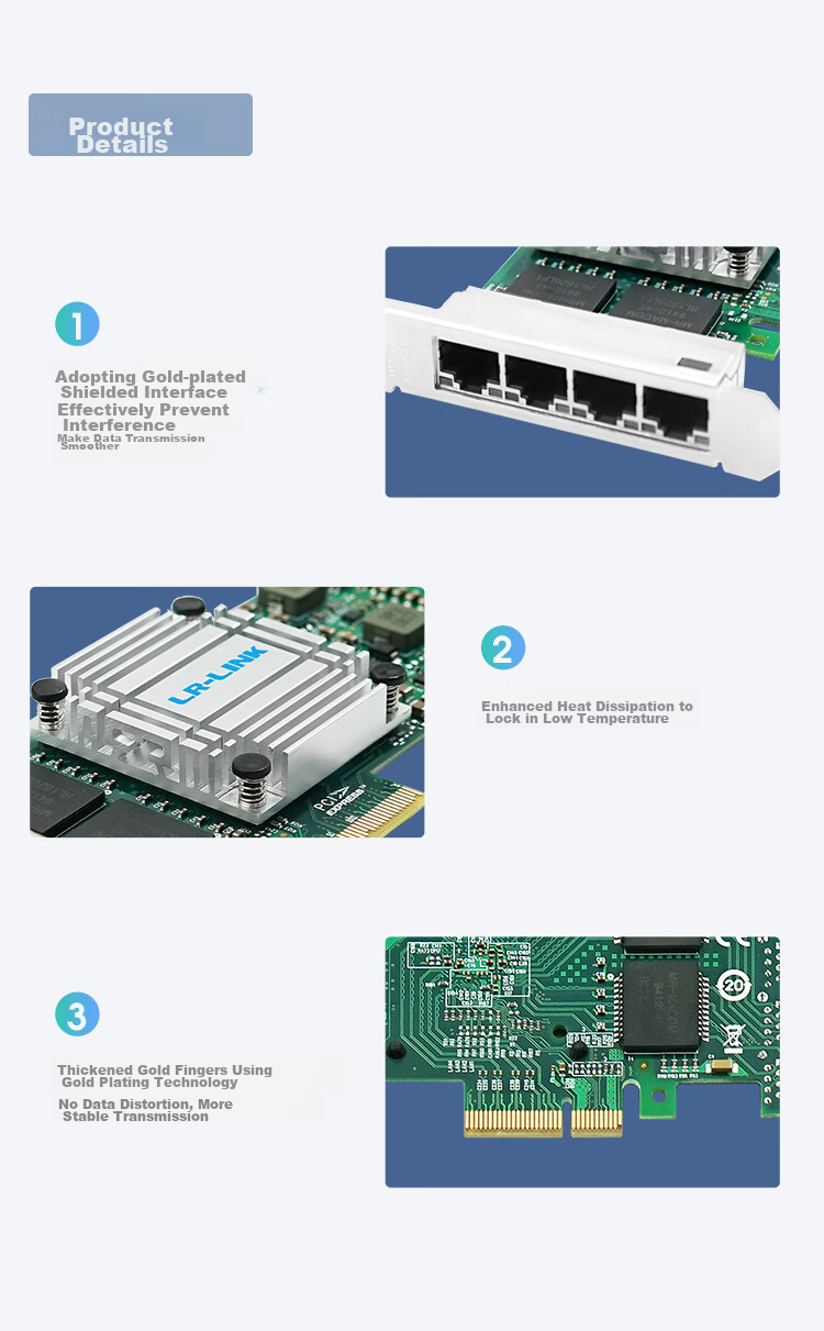 LR-LINK Lianrui LREC9714HT PCIEx4 Gigabit Quad-Port Network Card I350-T4 Chip Server Machine Vision Industrial Camera Network Adapter 8