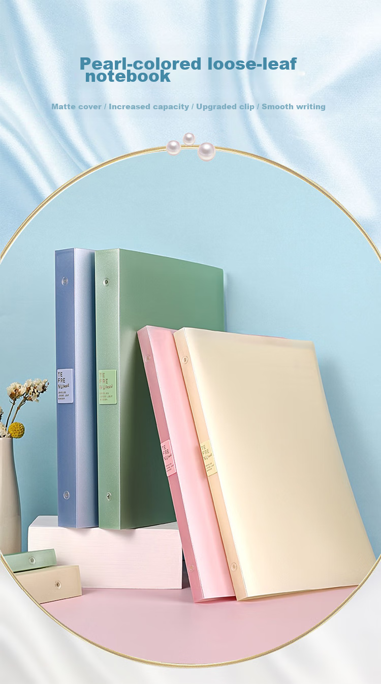 KINGJIM B5 Loose-Leaf Notebook, Business Office Journal, Diary, Spiral Notebook, 476TTE-GSR30 Pages, Pearl And Watercolor Paper 1
