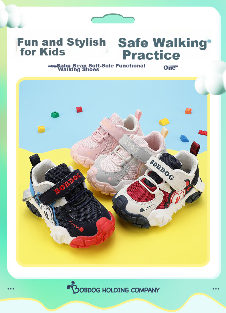 BOBDOG , BOBDOG Toddler Shoes for Spring And Autumn, Boys' Soft-Soled Baby Shoes 102321019, Fruit Pink Color, Size 29 1