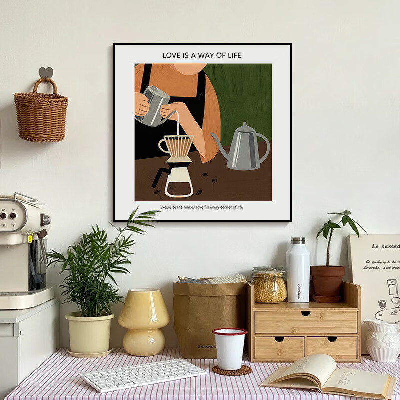 Zhang Xiaohua's Shop Coffee Shop Restaurant Wall Art Ins Style Bedroom Painting Nordic Niche Art Living Room Decor