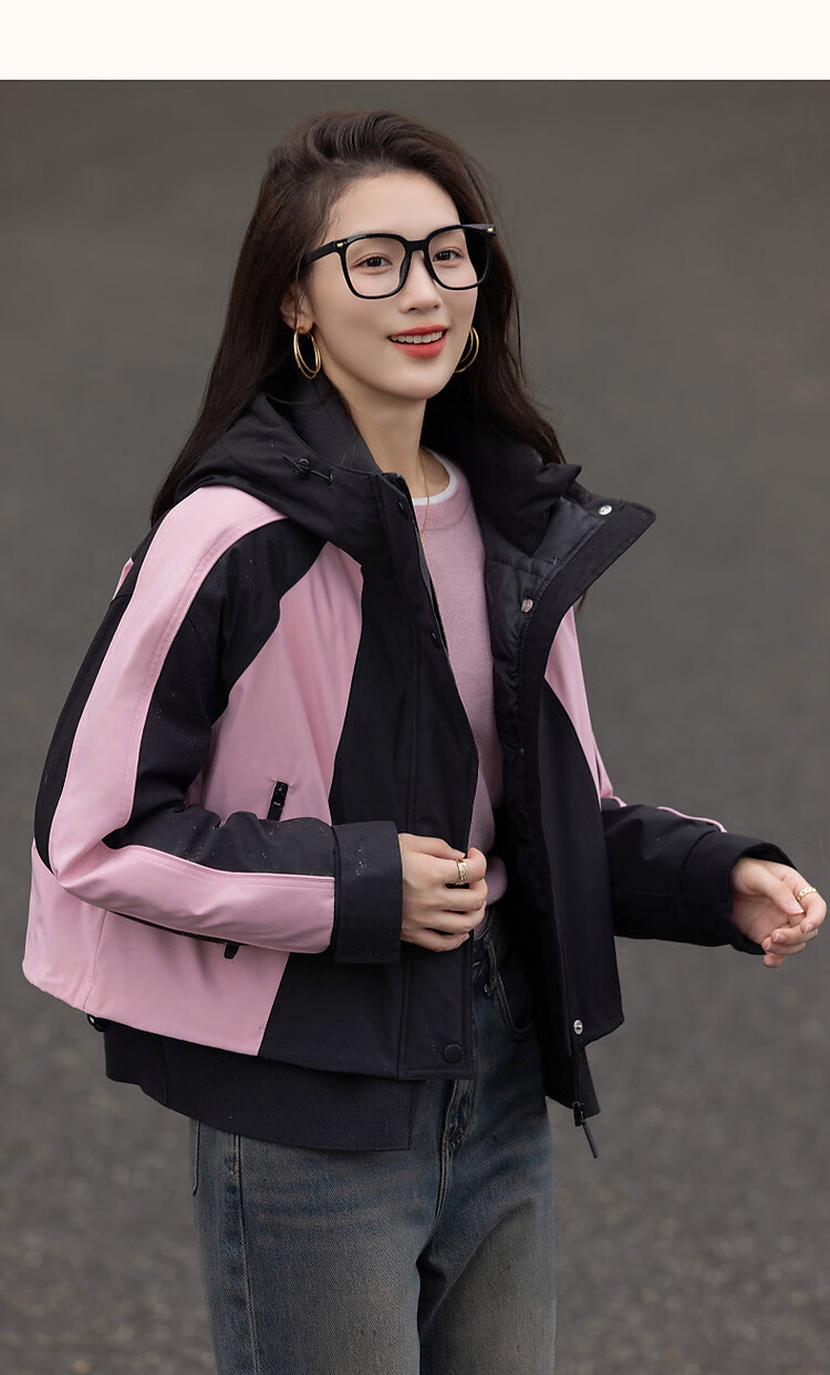 Dme [North European Cotton Triple Protection System] Winter Outdoor Contrasting Color 90% Duck Down Hooded Short down Jacket for Wome 13