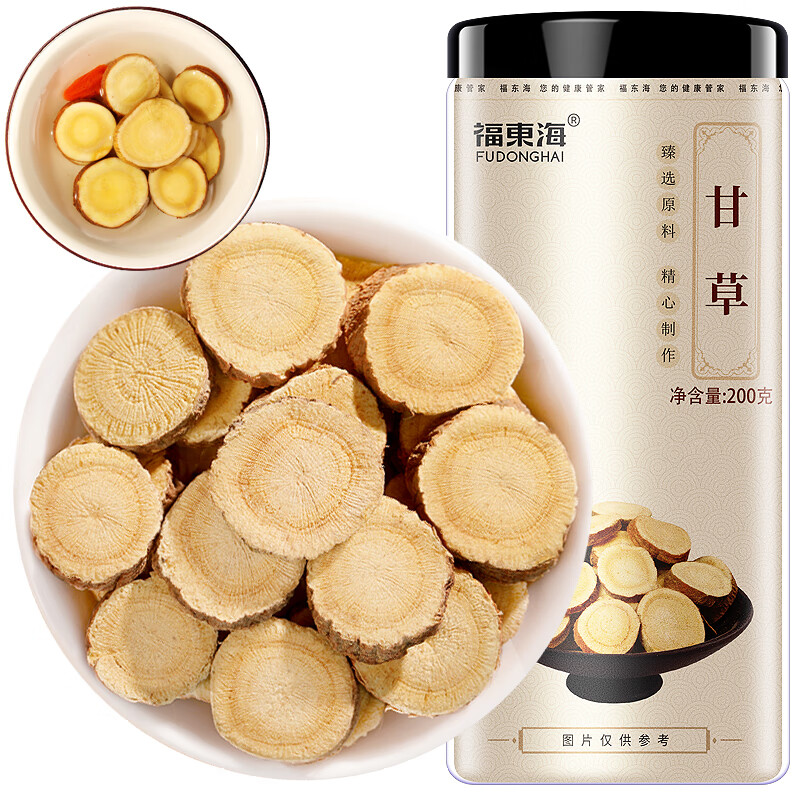 福东海 甘草片200g 精选大圆切片 内蒙古可炙甘草主根切片泡水泡茶 