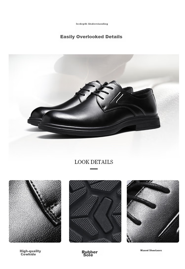 CARTELO Leather Shoes for Men, Business Formal Dress Shoes, Casual New Style Heightening Derby Shoes, Wedding Soft-Soled Breathable Groom's Shoes, British Style 7